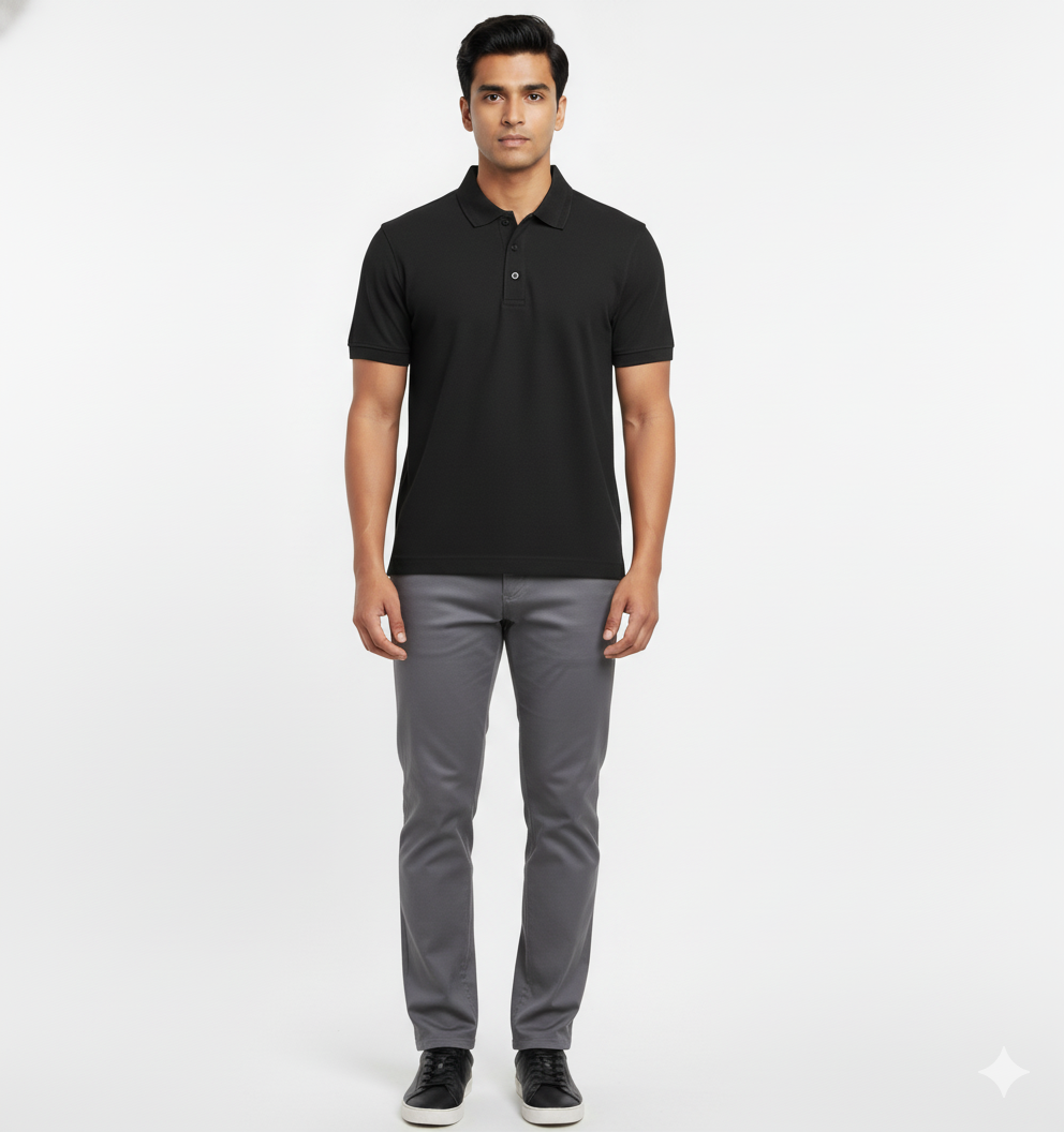 Foxy Panda Signature Polo – Midnight Black