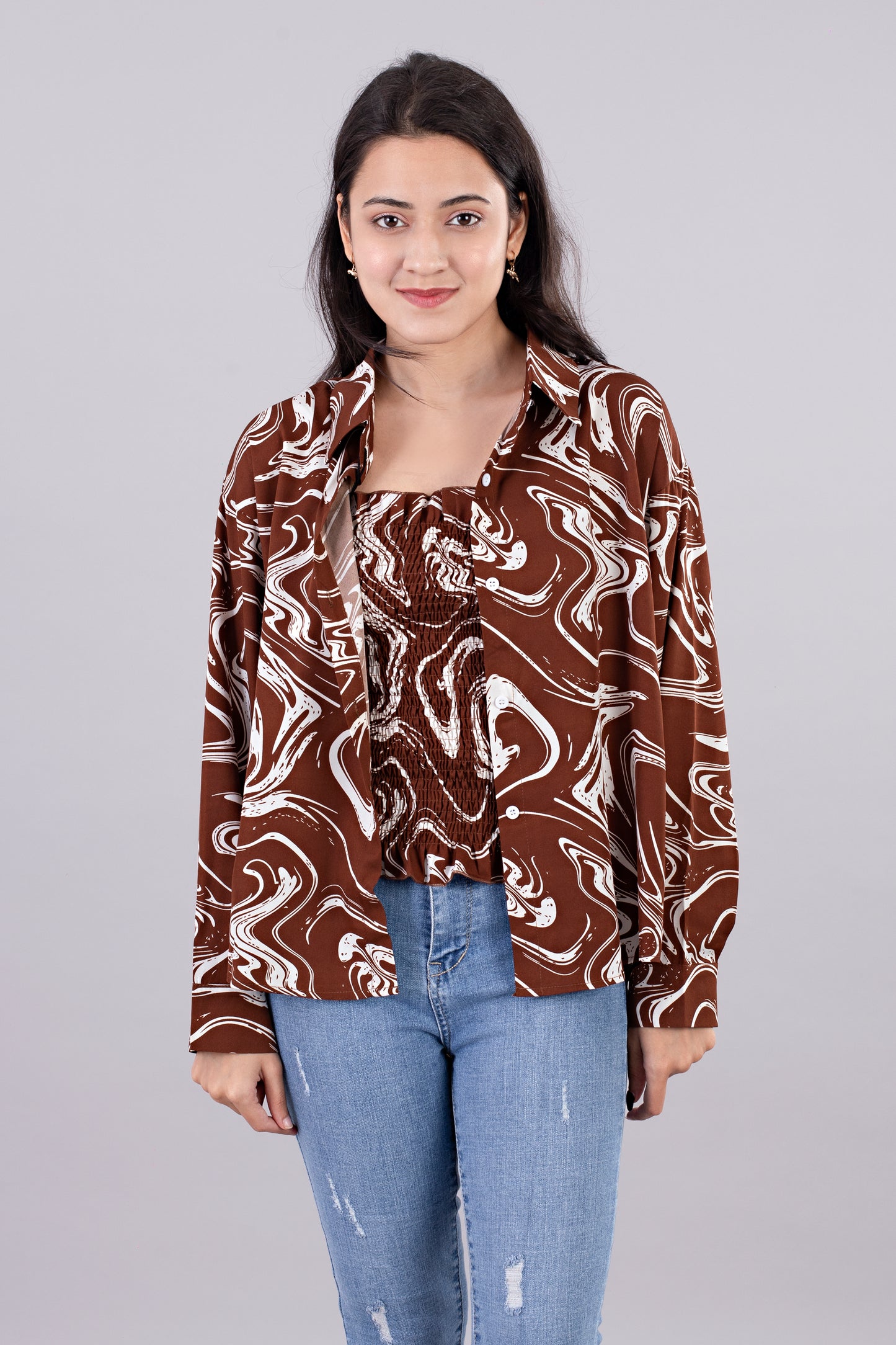 Printed 2 piece (Overshirt & Blouse)