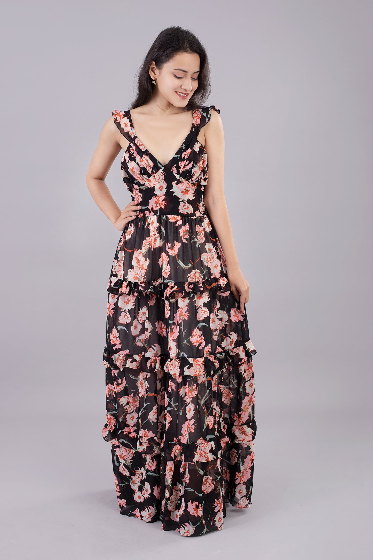 V Neck L Chiffon