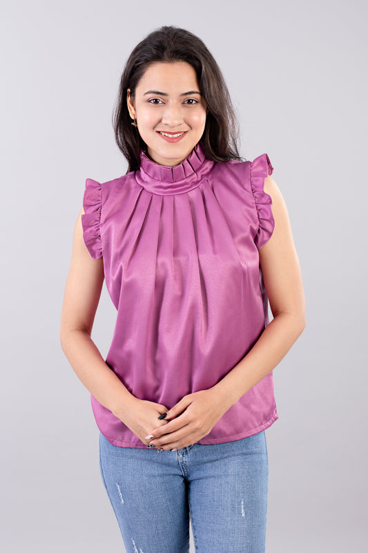 Satin Ruffle Neck