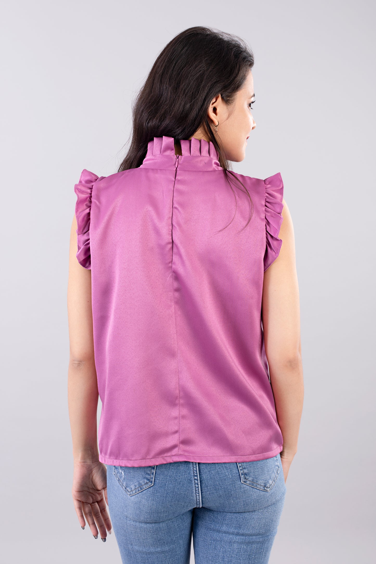 Satin Ruffle Neck