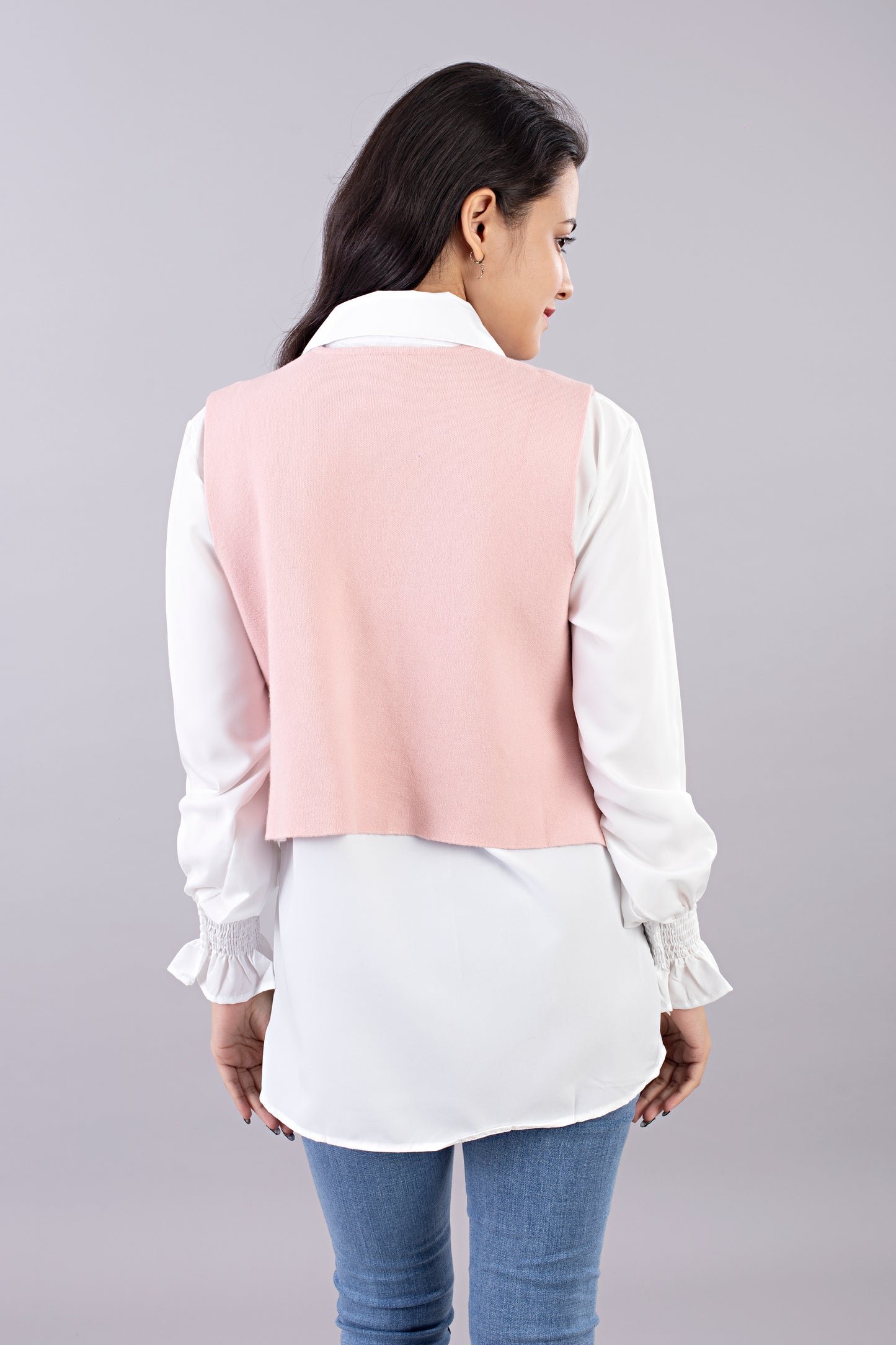Cropped Double-Breasted Waistcoat with Shirt