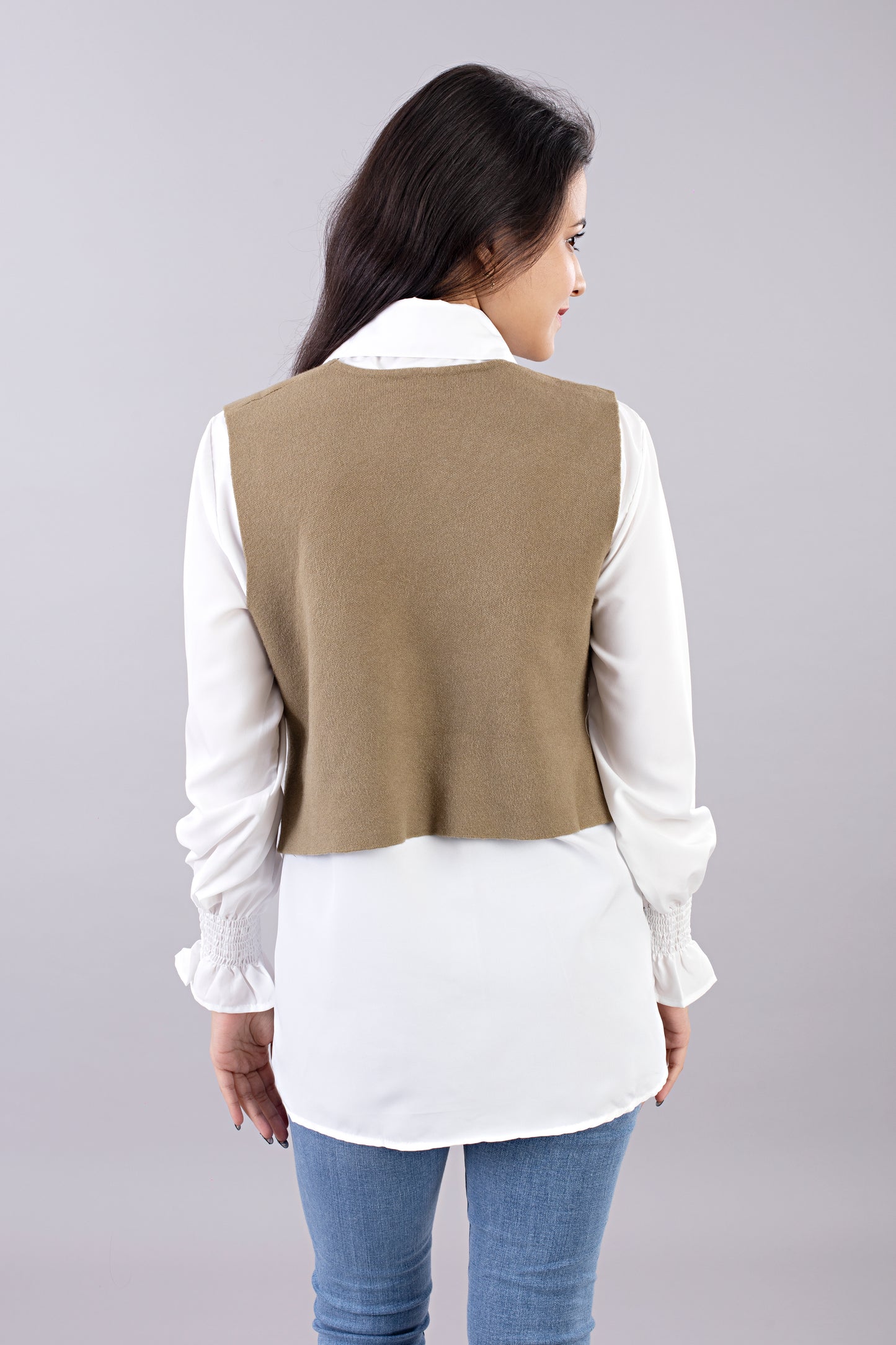 Cropped Double-Breasted Waistcoat with Shirt