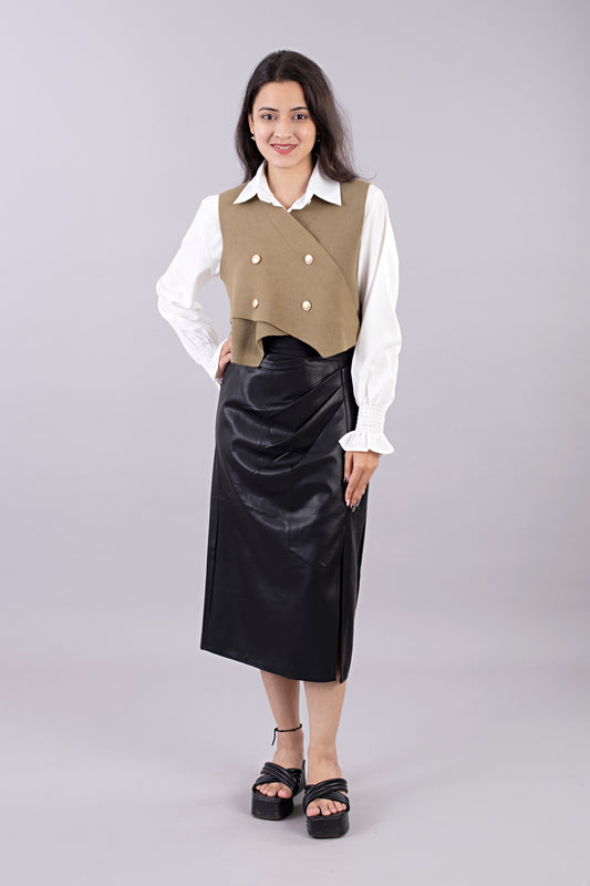 Cropped Double-Breasted Waistcoat with Shirt
