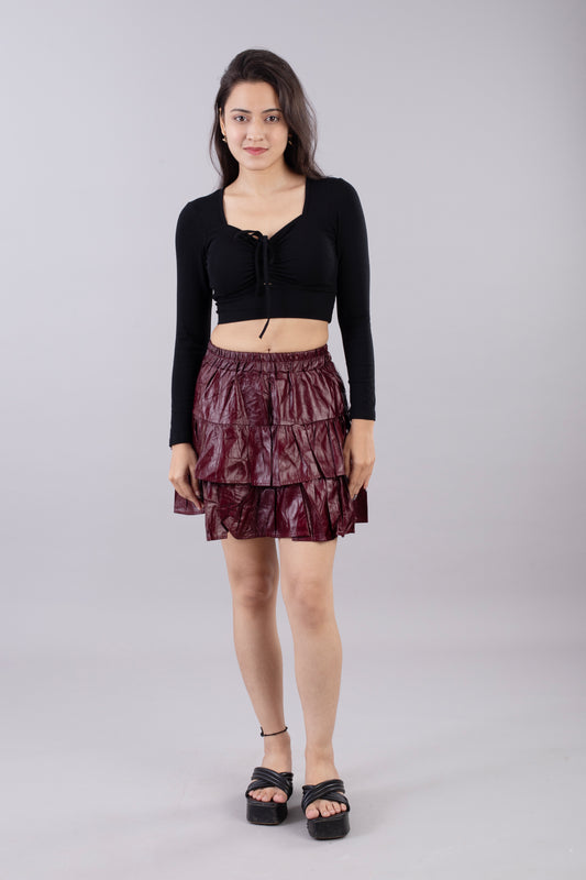 Leather Frill Skirt SHORT