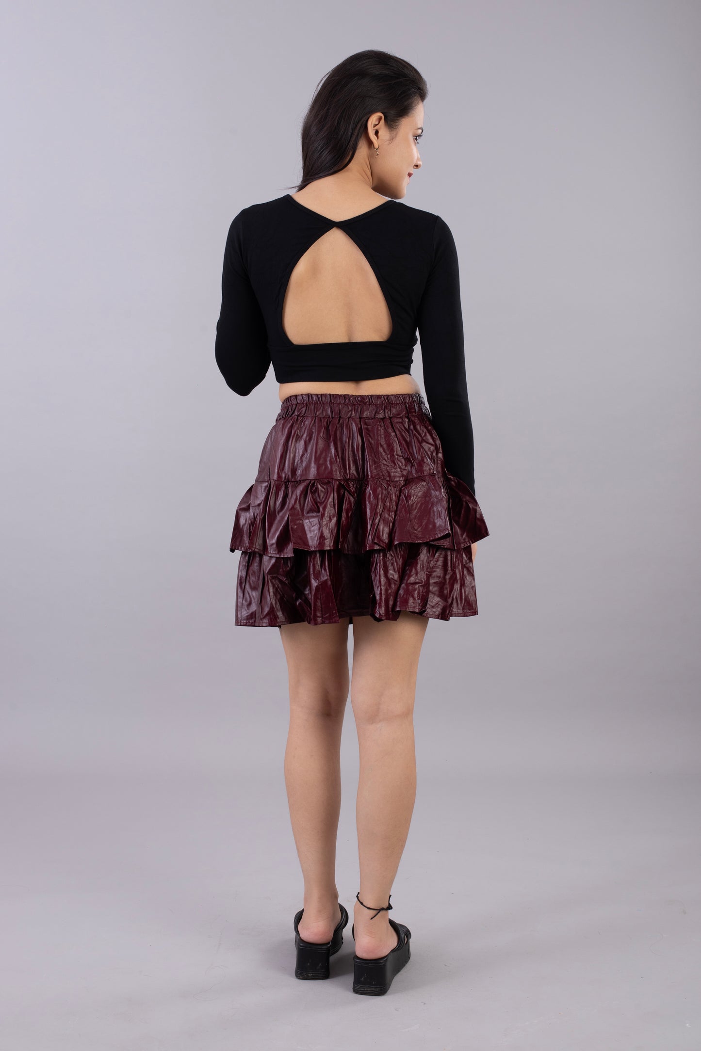 Leather Frill Skirt SHORT