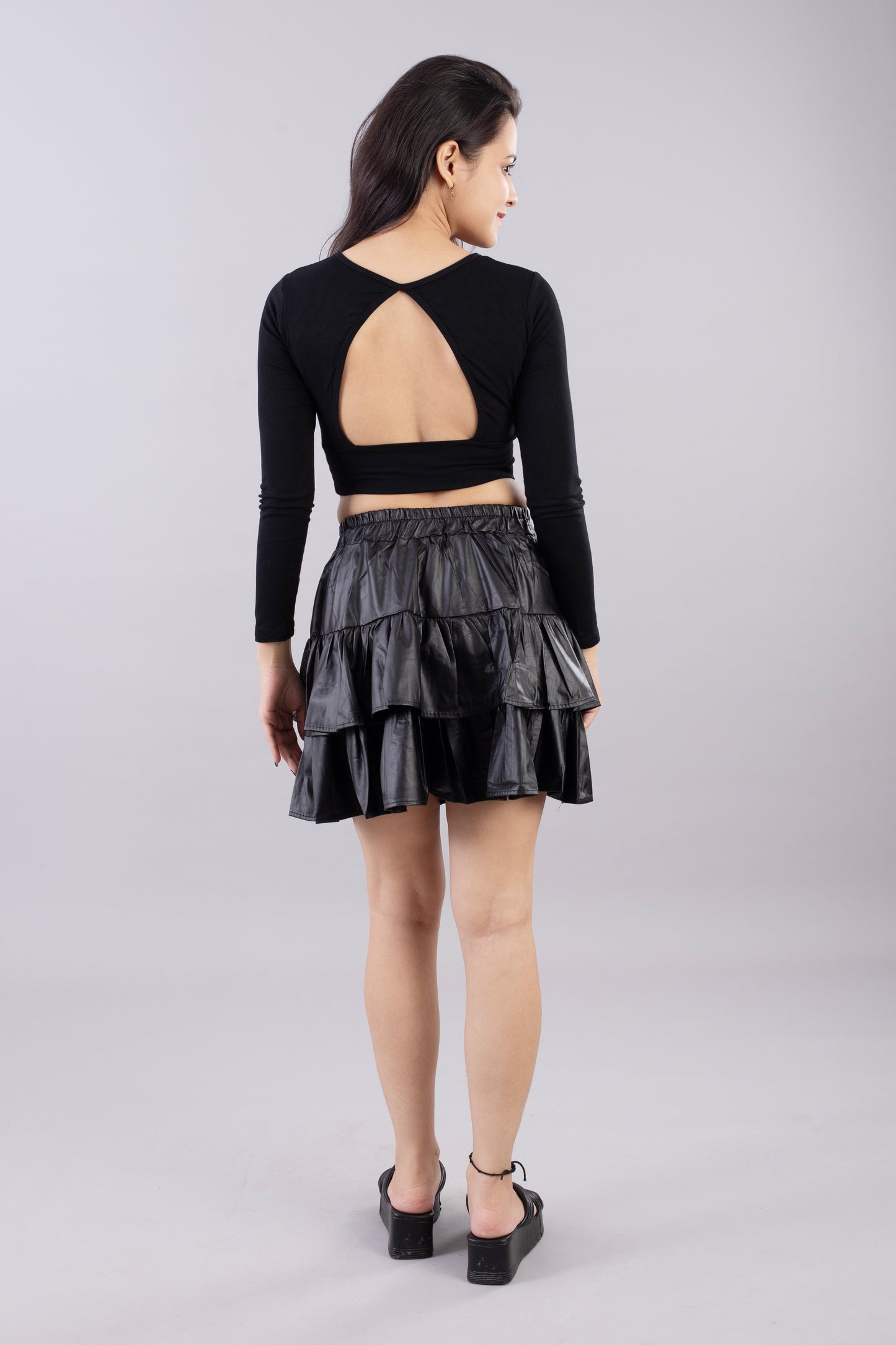 Leather Frill Skirt SHORT