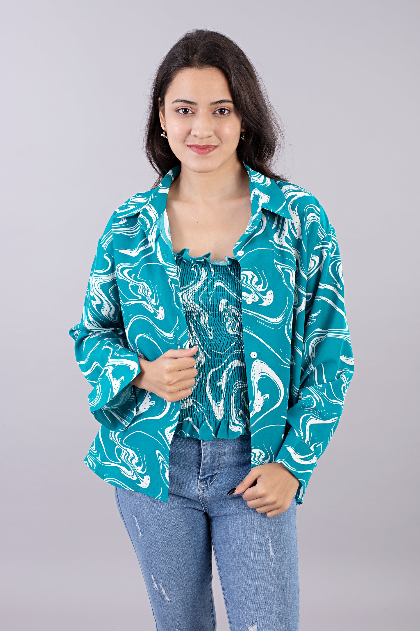 Printed 2 piece (Overshirt & Blouse)