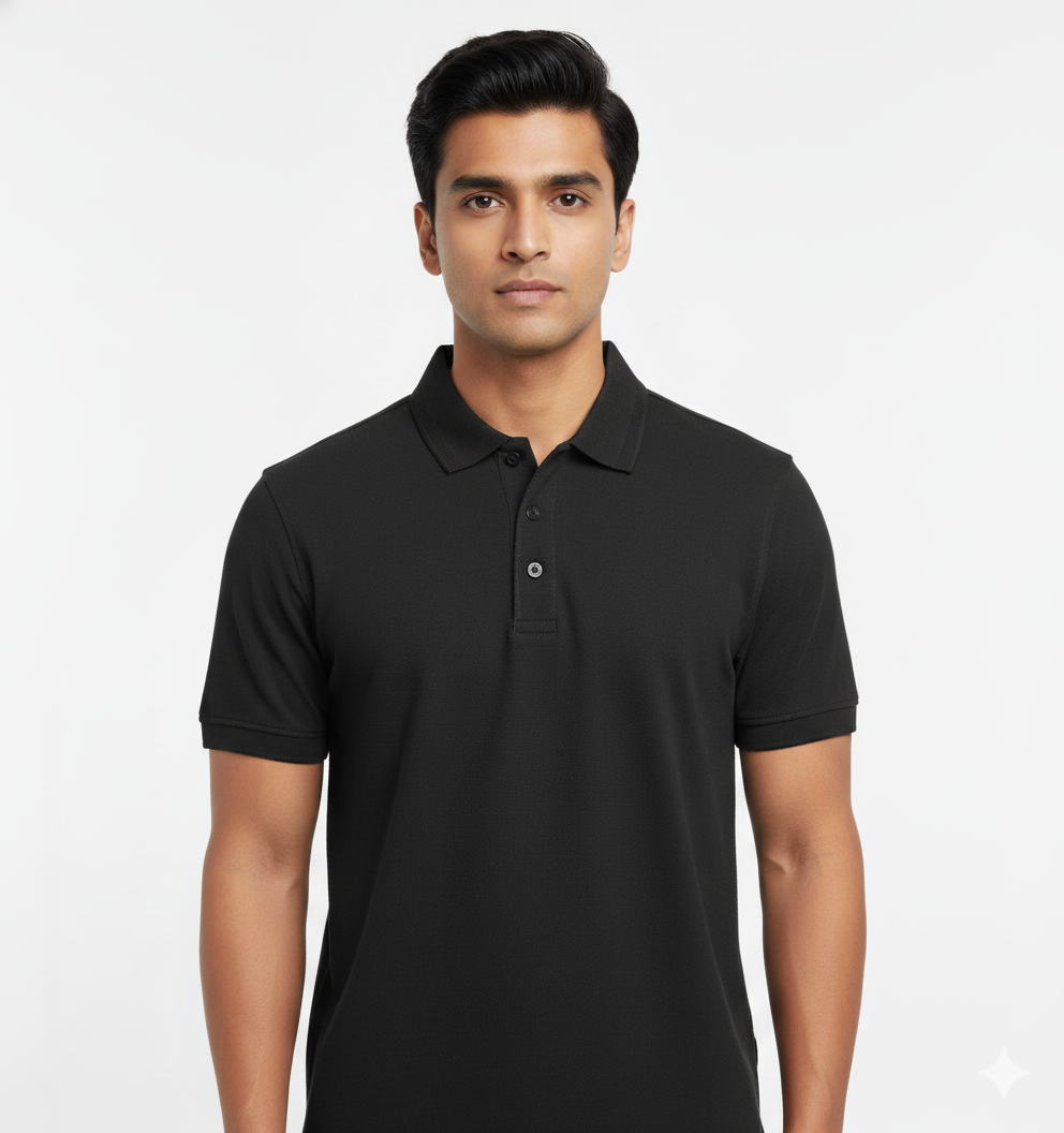 Foxy Panda Signature Polo – Midnight Black
