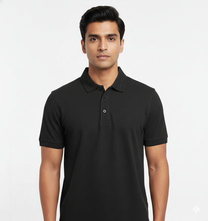 Foxy Panda Signature Polo – Midnight Black