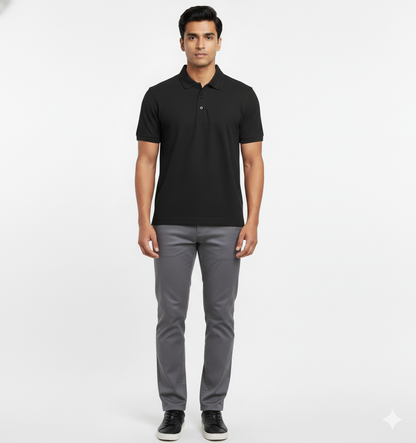 Foxy Panda Signature Polo – Midnight Black